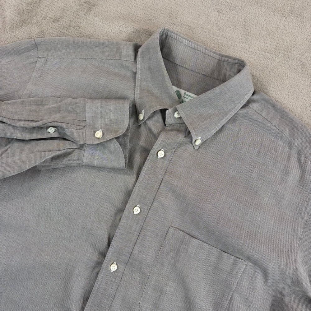 Vintage Luigi Borrelli Hand Made Pocket Dress Shirt in Grey Men 16R Italy Made